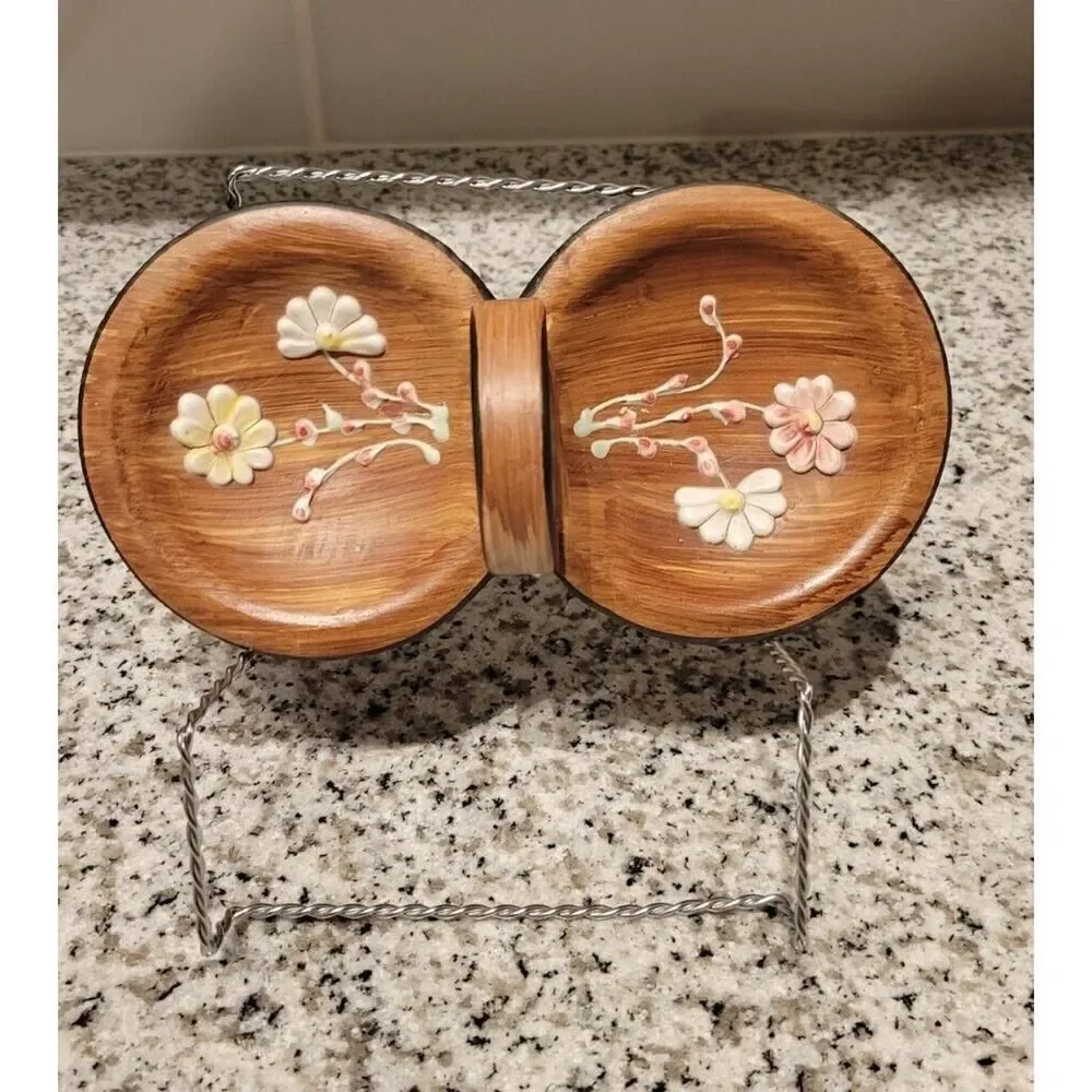 Italian ceramic double sided dish with handle Olive Pits Relish